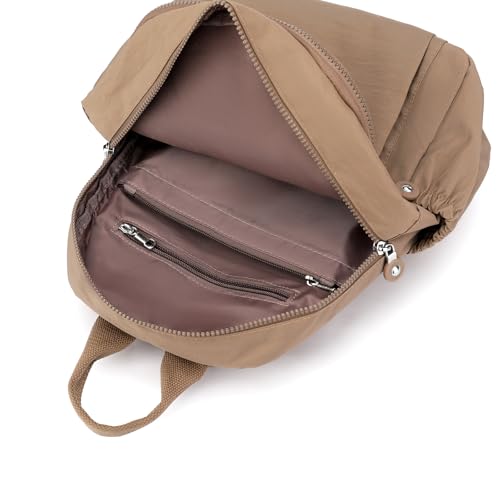 Image of Tanweibago Mini Nylon Women Backpacks,11L Small Ladies backpacks Casual Lightweight Women Shopping Travel Daypack (Beige)
