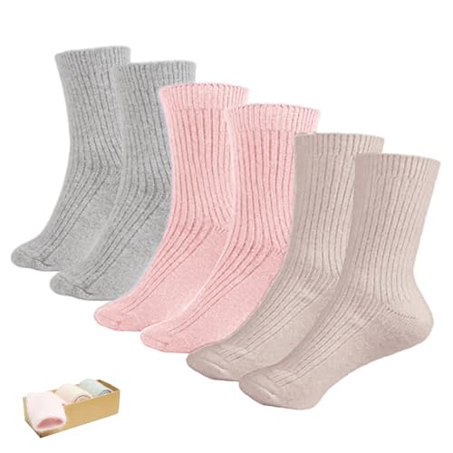 CHAO RAN 3 Pairs Womens Winter Wool Cashmere Socks Casual Dress Warm Thicken US 5-92