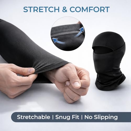 Image of AutokraftZ ๐๐ข๐ ๐๐ข Balaclava Face Mask for Bikers Men-Women with Arm Sleves UV Sun Protection | Face Cover for Bike Riding | Breathable Sweatproof for Outdoor Use | Bike Helmet Accessories for men