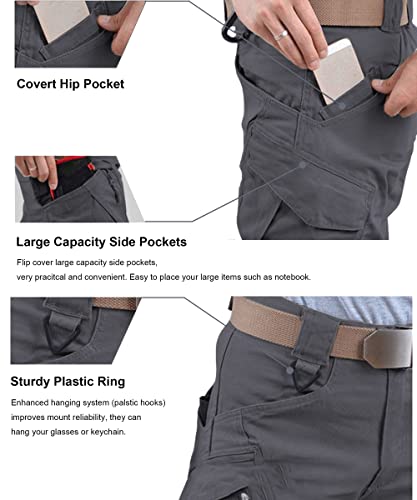 Susclude Men's Military Tactical Pants Outdoor Rip-Stop Hiking Workout Pants Lightweight Casual Cargo Pants For Men Dark Gray 32Wx32L #TOP3