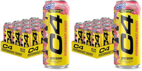 Image of C4 Performance Energy Drink | JOLLY RANCHER Watermelon | Zero Sugar Carbonated Preworkout Energy | 200mg Caffeine with Beta Alanine | 16 Fl Oz (24 Pack)