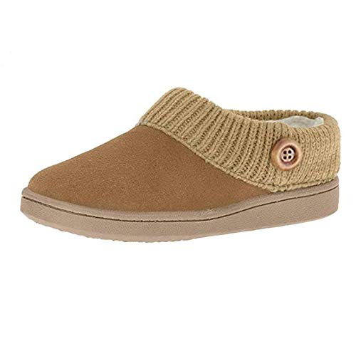 Damen Winter Warm Gefüttert Hausschuhe mit Dicke Sohle Strick Schneestiefel Plüsch Hausschuhe Leicht Rutschfeste Home Slipper