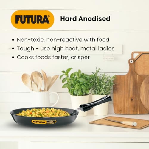 Image of Hawkins Futura 25 cm Frying Pan, Hard Anodised Fry Pan, Induction Frying Pan, Black (IAF25)