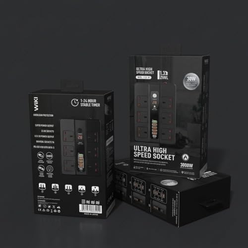 Image of Power Plate 6 Universal Extension Board with 6 Sockets Surge Protection Heavy Duty Strip 2500W Multi Plug for Home Office Use