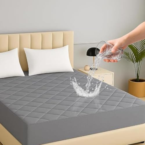 Image of TAG 24 Waterproof Cotton Quilted Mattress Protector Breathable Hypoallergenic Noiseless Ultra Soft Fitted Bed Cover 72x72 inch (72x72 inch | 6x6 ft, Grey)