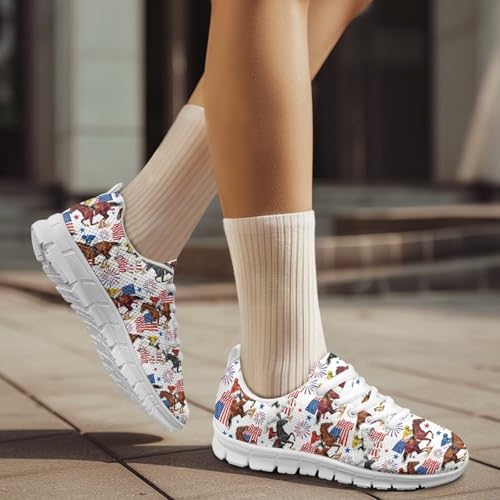 Image of Jeiento American Flag Shoes Men's Fashion Sneaker Sports Running Shoes Causal Travel Walking Flat Shoe Breathable