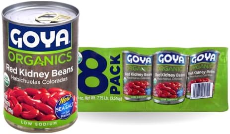 Goya Organic Red Kidney Beans, Low Sodium with Sea Salt, 15.5 Oz (Pack of 8)