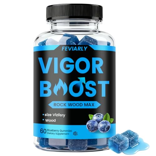 Feviarly Mens Vigor Boost Gummies Male Performance - Blue Chew Enhancing Supplement for Erect+Drive Max Size with Horny Goat Weed Blueberry Flavor Add 2 in Enlargement Gummies for Men
