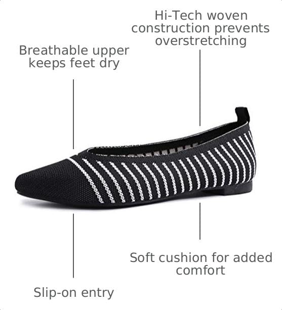 Image of FEVERSOLE Women's Woven Pointy Fashion Cutouts Breathable Knit Flat Shoes