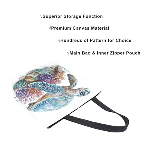 Extra Large Shoulder Tote Bag for Beach Travel Weekender Gym Sea Turtle Coral Marine Reusable Grocery Canvas Shopping Bag4