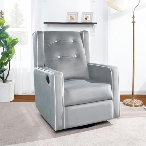 Naomi Home Odelia Swivel Glider Rocker Recliner Light Gray/Microfiber
