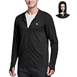 BALEAF Men's SPF UPF 50+ UV Sun Protection Long Sleeve Cooling Shirt Lightweight Quick Dry Jackets Zip Hoodies Pocket Hiking Fishing Outdoor Black L