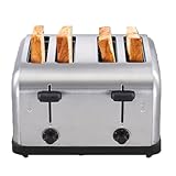 Tanxinxin Commercial Grade 4 Slice Toaster 225 Slices/Hour 1800W Extra Wide Slot 1.57 inch High Lift Lever 6-Shade Settings Heavy Duty for Restaurant Bagels,muffin,Tray, Bread, Breakfast, Texas Toast