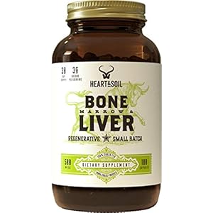 HEART & SOIL – Grass-Fed Bone Marrow and Beef Liver Supplement – 3000mg, Desiccated Organ Blend for Mood, Bone, Joint, Tissue, Skin Health – Non-GMO, Allergen-Free – 180 Capsules