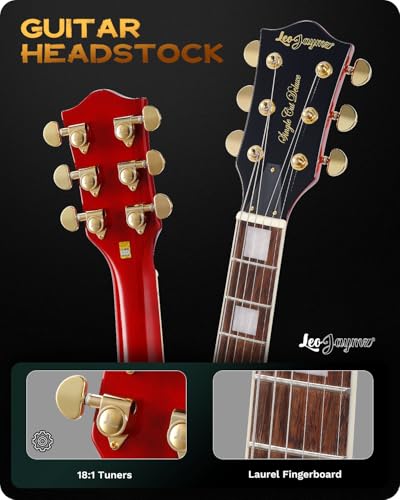 Image of Leo Jaymz SC Series Electric Guitar - Mahogany Body, Laurel Fingerboard, Dual Humbuckers, Tune-O-Matic Bridge, C Neck, 18:1 Tuners (Red)