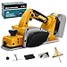 Akku Elektrohobel Holz mit 20V Akku, Bürstenlose Elektrohobel holz Hobelbreite 82mm, Spantiefe 2mm, 16500RPM Hobelmaschine Holzhobelmaschine (Ohne Akku) (Gelb)
