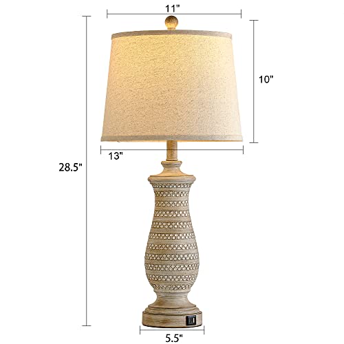 Ireliare Farmhouse Table Lamps For Living Room Set Of 2, Touch Lamps For Nightstand With Dual Usb Charging Port, Bedside Table Lamp For Bedroom #TOP4