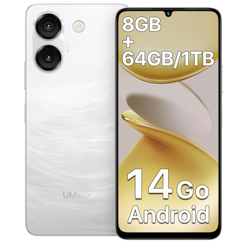 UMIDIGI Note 90A Android Phone, 8GB+64GB/TF 1TB Expend Octa-Core,Android 14 Go Cell Phone, 4G Dual SIM Card, 3.5mm Headphone Jack 6.75" HD+Display Phones, AI Face Unlocked Phones, 5000mAh, GPS