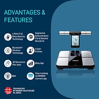 Omron New Karada Scan HBF 702T Digital Body Composition Monitor, Silver
