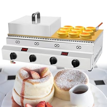 GESAIDES Kommerzielle Soufflémaschine, Gasbetriebene Dorayaki-Maschine auf der Arbeitsplatte, Muffin-Pfannkuchen-Dorayaki-Soufflémaschine, Antihaftbeschichtetes Waffeleisen, Kupferheizplatten,B