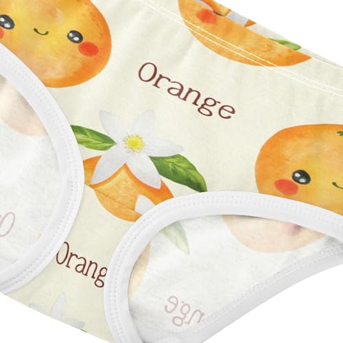 Cotton Toddler Girls Underwear Cute Orange Fruits Beige Panties for Girl Funny Underpants Briefs 2t4