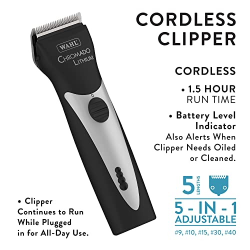 Wahl Professional Animal Chromado Lithium Pet, Dog, Cat, & Horse Corded/Cordless Clipper Kit, Black & Silver (#41871-0434) #TOP3
