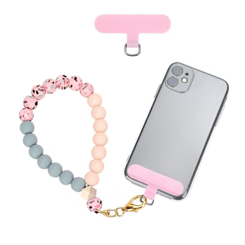 Silicone-Beaded-Phone-Wrist-Strap-Cellphone-Lanyard-with-Tether-Tab-Hands-Free-Wristlet-Chain-Bracelet Silicone Beaded Phone Wrist Strap, Cellphone Lanyard with Tether Tab, Hands Free Wristlet Chain Bracelet - Image 1