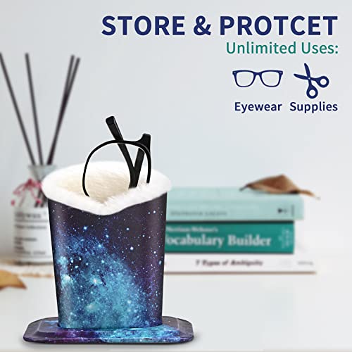 Image of 2 Pcs a Set, Plush Lined Eyeglasses Holder Stand Case Protective Glasses Case for Desks