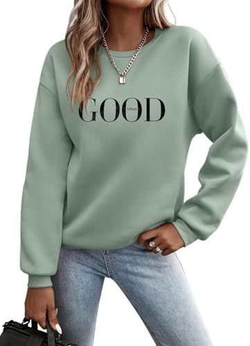 Pullover Women's Autumn Transition Sweatshirt Letters Print Crew Neck Long Sleeve Jumper Loose Casual Tops Streetwear Sweatshirts without Hood