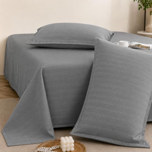 Image of Cortina Cloud Cotton King Size Bedsheet with 2 Pillow Covers | Super Soft, Breathable & Skin-Friendly Bedsheet for Double Bed King Size with Solid Design | (270x250 cm) (Gray, King)