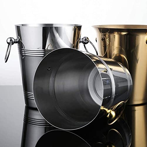 Secchiello per il ghiaccio in acciaio inox da 5 l, per champagne e vino, per bevande e feste, adatto per bar di famiglia, birra refrigerata e champagne
