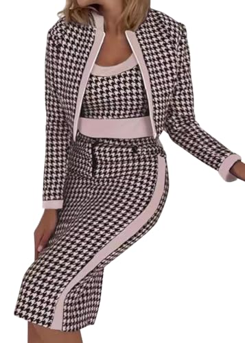 shownicer Zweiteiler Damen Elegant Festlich Strickpullover Cropped + Midi Rock Mit Schlitz Wickel Kombi Set Figurbetont Eng Kleidung Modische Lässige...