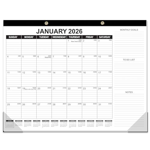 Image of GuassLee Large Desk Calendar 2026,22 inch x 17 inch Desktop Wall Calendar 18 Months Planner Runs from Jan. 2026 to Jun. 2027 with Julian Date To-do & Notes Monthly Goals for School Home Office