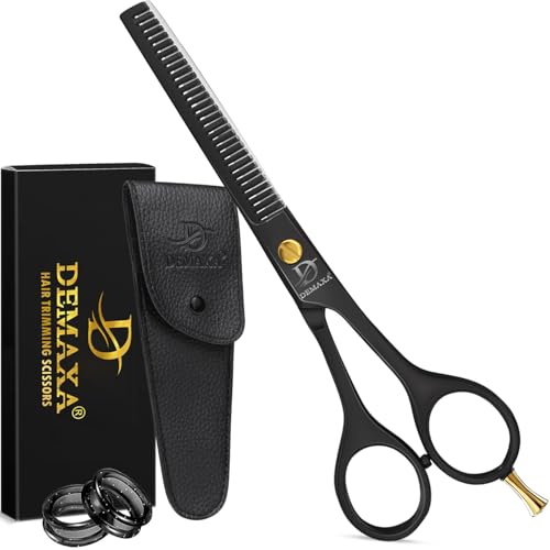 Image of Thinning Shears for Hair Cutting - DEMAXA Hair Thinning Scissors Professional Barber's Texturizing Shears for Salon & Home Use - 6.5-inch Black High Carbon Stainless Steel Thinning Sheers