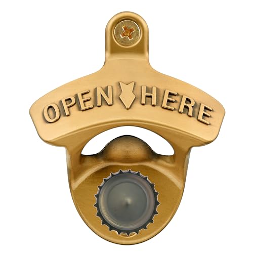 Jumiok Gold Beer Bottle Opener Wall Mounted Rustproof with Screws