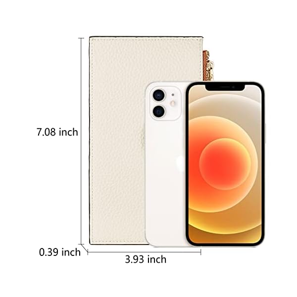 BOSTANTEN Leather Wallets for Women RFID Blocking Slim Bofild Purse Card Holder with Zipper Pocket Beige - Image 7