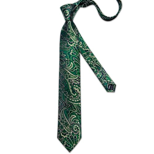 Image of DiBanGu Mens Paisley Tie Sets Silk Jacquard Woven Floral Necktie and Pocket Square Cufflinks Wedding Business Party