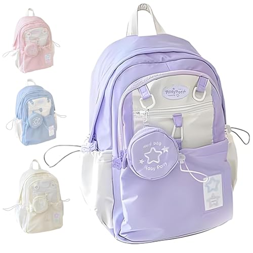 Cream Star Drawstring Backpack, Rosy Posy Backpack, Rosy Posy Series Large Capacity Drawstring Backpacks Fits 16” (Purple)