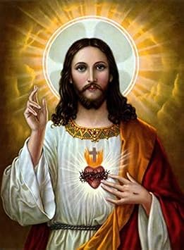 Jesus Painting Sacred Heart Sticker Art Christian Faith