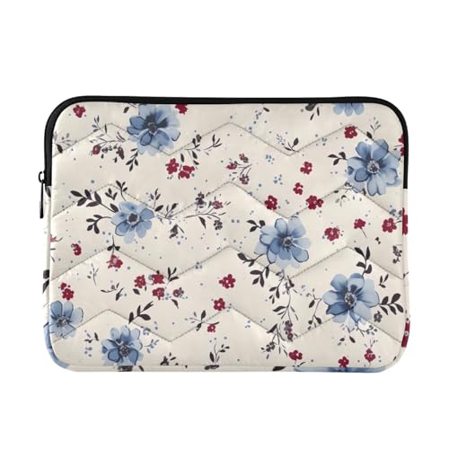 Funda Vintage Azul Floral para Laptop 13-14 Pulgadas