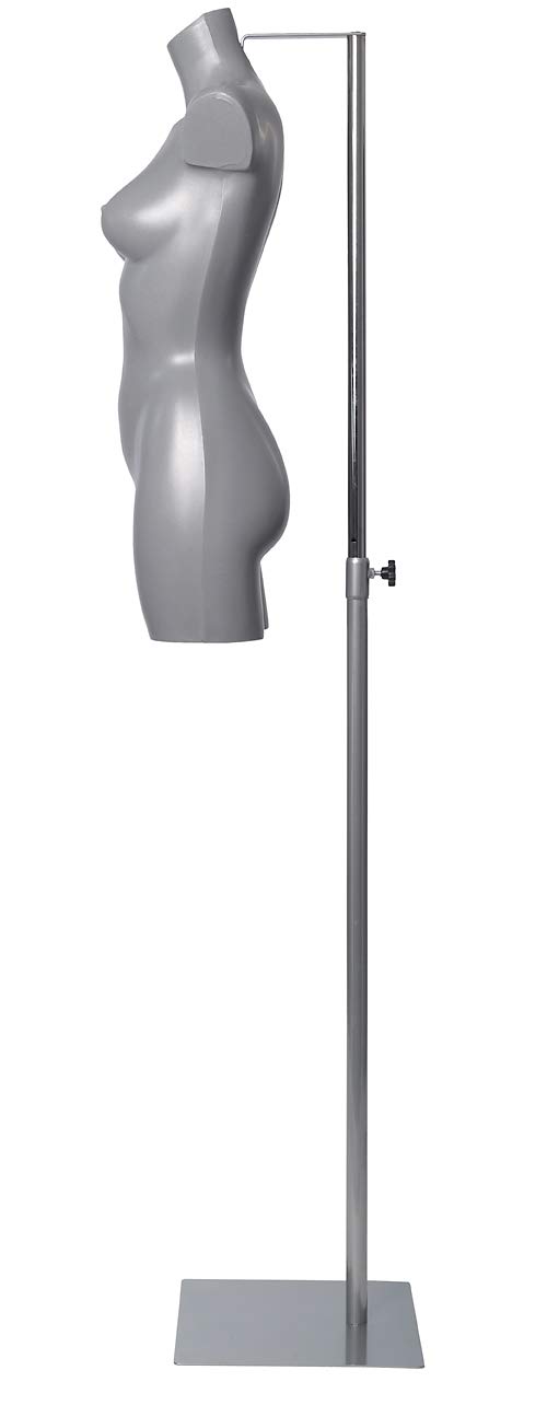 Basic Nacken-Standfuß SU1 aus Metall für Basic Torsos, höhenverstellbar 105-190 cm, Grau