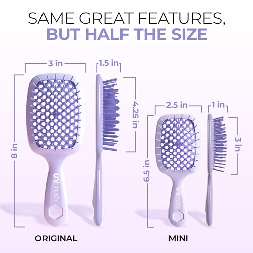 Image of FHI Heat UNbrush Mini Detangler Brush for Pain-Free Brushing on All Wet or Dry Hair Types - Durable Duoflex Anti-Static Bristles, Lightweight Handle, Vented Mini Hair Brush