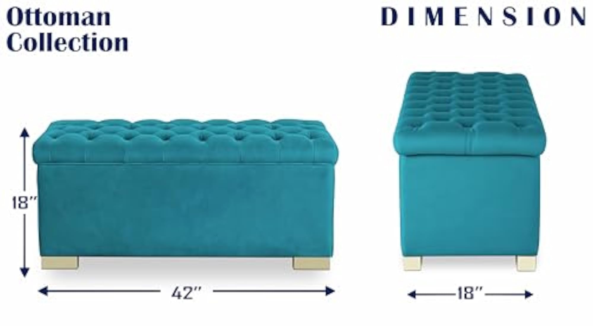 Falcon Tufted 2 Seater Storage Ottoman Pouffe in Aqua Blue