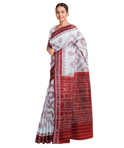 Image of Ikat Women Cotton Saree, Handmade Pure Cotton Khandua Saree, Ikkat Orissa Traditional Handloom Saree Without Blouse 34