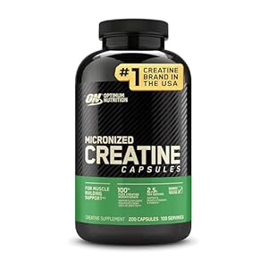 Optimum Nutrition Creatine Capsules met 2500 mg niet-gearomatiseerd Creatine Monohydraat per portie, Creatine Voedingssupplement Capsules ter ondersteuning van prestaties, 100 porties, 200 Capsules