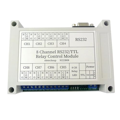 Relais RS232 TTL232 PC UART 12V 8 canaux avec boîtier de protection N223B08