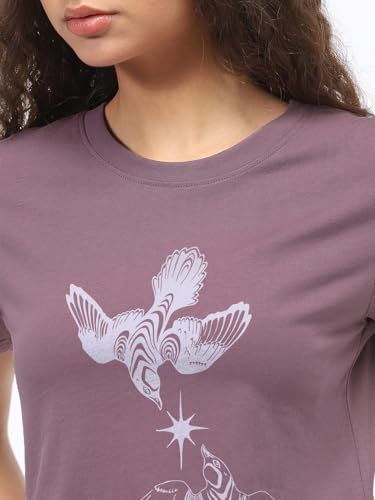 Image of Nobero Women's Graphic Printed T-Shirt | Regular Fit 180 GSM Cotton Tee for Women | Comfortable Round Neck Casual Wear
