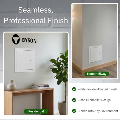 Byson Steel Access Panel 12" x 12" - ULC Fire Rated, Wall only, White Powder-Coated Metal, Uninsulated, Made in Canada - 4