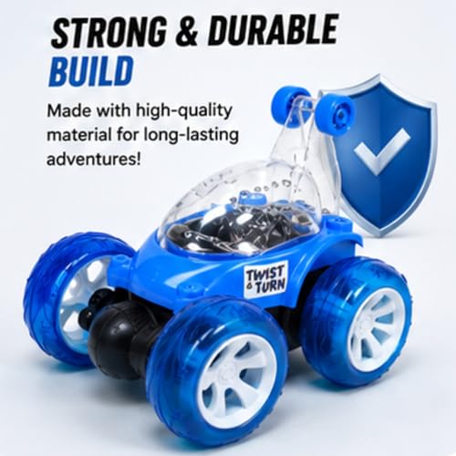 Image of USB Rechargeable 360 Remote Control Stunt Car Toy for Kids, Big Size 4WD RC Racing Car for Boy & Girls with RGB Lights Music,Anti-Skid Rubber Tires, Age 4+, Indoor Outdoor Play(9802 Blue)