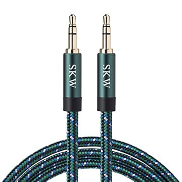 SKW Cabo auxiliar para carro, cabo auxiliar de 3,5 mm a 3,5 mm/cabo de conector de áudio/cabo de fone de ouvido para iPhone, iPod, iPad, Echo Dot, Sony e mais (verde escuro, 1 m)